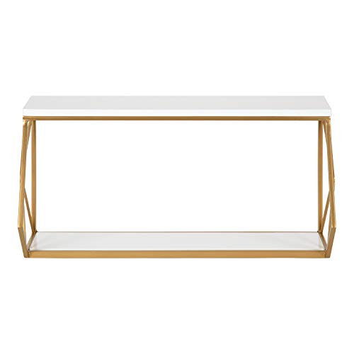 Kate and Laurel Brost Glam Wall Shelf, 22 x 8 x 10.25, White and Gold, Modern Geometric Floating Shelves for Wall | The Storepaperoomates Retail Market - Fast Affordable Shopping