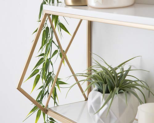 Kate and Laurel Brost Glam Wall Shelf, 22 x 8 x 10.25, White and Gold, Modern Geometric Floating Shelves for Wall | The Storepaperoomates Retail Market - Fast Affordable Shopping