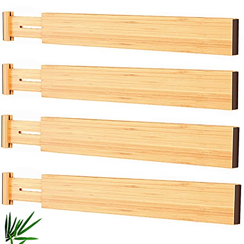 Popin Lover Drawer Adjustable Dividers Bamboo Separators Organization Expandable Organizers 17-22inch for Kitchen Bedroom Bathroom Dresser Baby Drawers & Closet Office 4-pack | The Storepaperoomates Retail Market - Fast Affordable Shopping