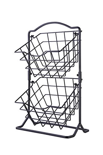 SunnyPoint 2-Tier Metal Mini Countertop Fruit Storage Basket, Antique Black | The Storepaperoomates Retail Market - Fast Affordable Shopping