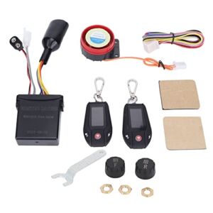 Motorcycle Security Kit, Motorcycle Alarm System PKE Sensing LCD Display Multifunction Anti Theft Device for ATV Offroad Vehicle (Black Case with Sensor)