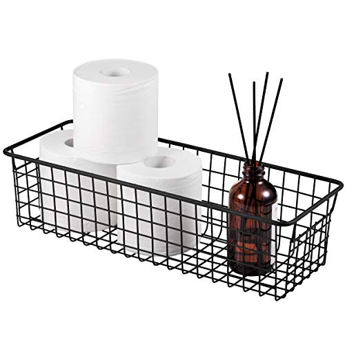 Sheechung Farmhouse Decor Metal Wire Storage Organizer Bin Basket(2 Pack) – Rustic Toilet Paper Holder – Storage Organizer for Bathroom, kitchen cabinets,Pantry, Laundry Room, Closets, Garage (Black) | The Storepaperoomates Retail Market - Fast Affordable Shopping