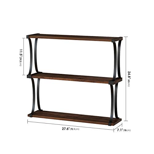 J JACKCUBE DESIGN Floating 3 Tier 27 Inch Rustic Wood Wall Mount Bathroom Shelf, Storage Display Organizer Farmhouse Shelves with Curved Metal Brackets for Bathroom, Living Room- MK476C | The Storepaperoomates Retail Market - Fast Affordable Shopping