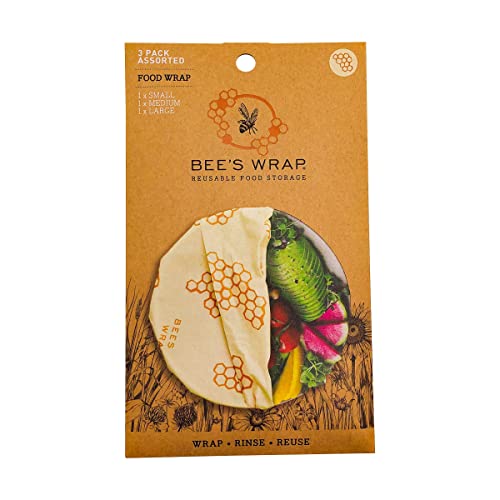 Bee’s Wrap – Assorted 3 Pack – Made in USA – Certified Organic Cotton – Plastic and Silicone Free – Reusable Beeswax Food Wraps – 3 Sizes (S,M,L) | The Storepaperoomates Retail Market - Fast Affordable Shopping