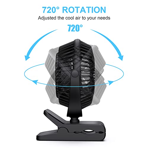 HONYIN 6” Clip on Fan, 720° Rotation Small Desk & Clip Fan, Personal Cooling Fan with Sturdy Clamp, 3 Speeds, Quiet Little Fan by USB Plug In, for Bedroom Office Desktop Treadmill | The Storepaperoomates Retail Market - Fast Affordable Shopping