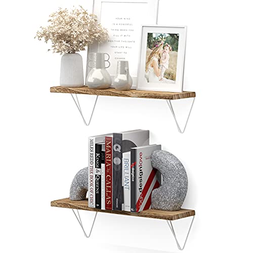 Wallniture Colmar Floating Shelves for Bedroom Wall Decor, Wood Wall Shelf Set of 2 for Home Organization and Storage, 17″x4.5″ Natural Burned | The Storepaperoomates Retail Market - Fast Affordable Shopping