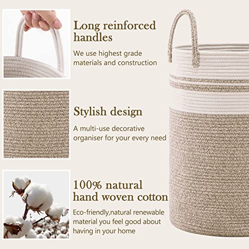 Woven Rope Laundry Hamper Basket by YOUDENOVA, 58L Tall Luandry Basket, Baby Nursery Hamper for Blanket Storage, Clothes Hamper for Laundry in Bedroom-Large-Brown | The Storepaperoomates Retail Market - Fast Affordable Shopping