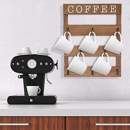 EMAISON Coffee Mug Holder Real Pine Wood 17 x 13 inch Rustic Wall Mounted Cup Organizer Hanging Rack with 8 Hangers for Kitchen, Home, Coffee Bar, Brown | The Storepaperoomates Retail Market - Fast Affordable Shopping