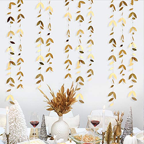 52 Ft Gold Spring Party Decorations Leaf Garland Hanging Paper Gold Leaves Streamer Banner for Golden Wedding Engagement Bridal Shower Birthday Baby Shower Summer Nature Tea Party Decorations Supplies | The Storepaperoomates Retail Market - Fast Affordable Shopping