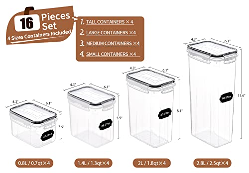 PRAKI Airtight Food Storage Container Set, 16 Pcs BPA Free Plastic Dry Food Canisters for Kitchen Pantry Organization and Storage Ideal for Cereal, Flour & Sugar – Labels, Marker(Black) | The Storepaperoomates Retail Market - Fast Affordable Shopping