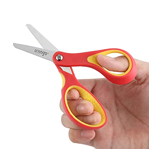 LIVINGO 5″ Small School Student Blunt Kids Craft Scissors, Sharp Stainless Steel Blades Safety Comfort Grip for Children Cutting Paper, Assorted Color, 3 Pack | The Storepaperoomates Retail Market - Fast Affordable Shopping