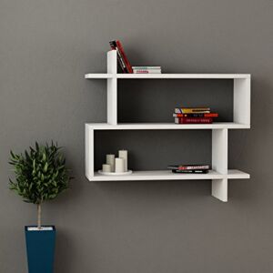 Ada Home Decor Westcott Modern White Wall Shelf 26” H x 27.5” W x 8.5” D / Wall Storage / Shelving Unit