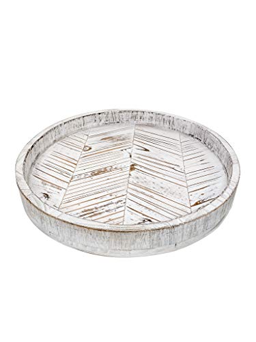 Paper and Pallet Rustic White Wood Lazy Susan – 12.5 Inch Farmhouse Turntable Kitchen Cabinet Organizer Tray – Distressed Round Wooden Spice Rack – Rotating Centerpiece for Dining Table & Countertop | The Storepaperoomates Retail Market - Fast Affordable Shopping