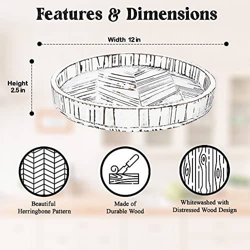 Paper and Pallet Rustic White Wood Lazy Susan – 12.5 Inch Farmhouse Turntable Kitchen Cabinet Organizer Tray – Distressed Round Wooden Spice Rack – Rotating Centerpiece for Dining Table & Countertop | The Storepaperoomates Retail Market - Fast Affordable Shopping