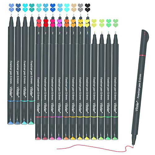 VITOLER 24 Colored Journaling Pens, Fine Line Point Drawing Marker Pens for Writing Journaling Planner Coloring Book Sketching Taking Note Calendar Art Projects Office School Supplies (24 Colors) | The Storepaperoomates Retail Market - Fast Affordable Shopping