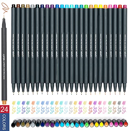 VITOLER 24 Colored Journaling Pens, Fine Line Point Drawing Marker Pens for Writing Journaling Planner Coloring Book Sketching Taking Note Calendar Art Projects Office School Supplies (24 Colors) | The Storepaperoomates Retail Market - Fast Affordable Shopping