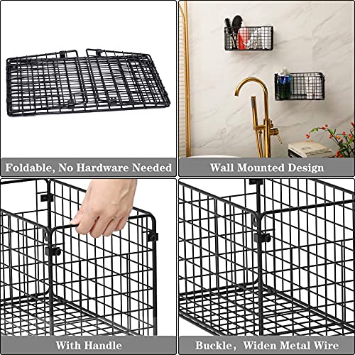 Foldable Cabinet&Wall Mounted Metal Wire Basket 4 Pack-12x6x6 with Name Plate, Farmhouse Food Storage Mesh Basket Bin with Handles for Kitchen Pantry Bathroom Laundry Closet Garage-Patent Design | The Storepaperoomates Retail Market - Fast Affordable Shopping