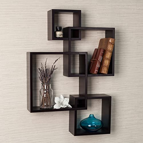 Danya B. BR1023ES Decorative Wall Mount Floating Intersecting Cube Accent Wall Shelf – Espresso | The Storepaperoomates Retail Market - Fast Affordable Shopping