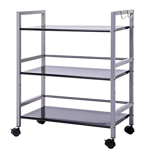 SINGAYE 3 Shelf Metal Rolling Utility Cart Storage Organizer Cart for Bathroom Kitchen Stainless Steel Silver | The Storepaperoomates Retail Market - Fast Affordable Shopping