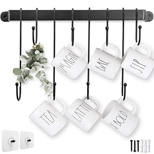AJART Coffee Mug Rack Form Hand-Forged Cup Holder (17”/8 Hooks) Coffee Mug Hangers for Kitchen Organizer and Mug Hangers for The Wall | The Storepaperoomates Retail Market - Fast Affordable Shopping