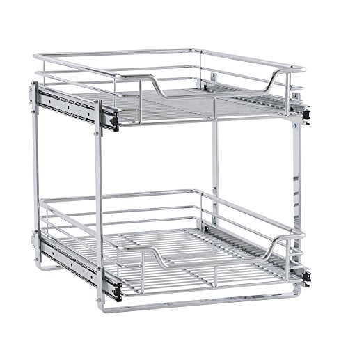 Household Essentials C21521-1 Glidez Dual 2-Tier Sliding Cabinet Organizer, 14.5″ Wide, Chrome | The Storepaperoomates Retail Market - Fast Affordable Shopping
