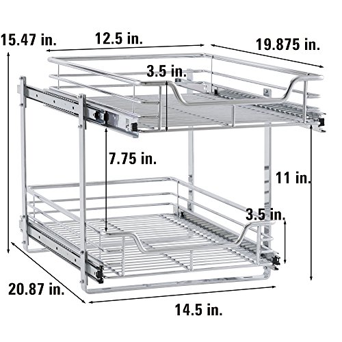 Household Essentials C21521-1 Glidez Dual 2-Tier Sliding Cabinet Organizer, 14.5″ Wide, Chrome | The Storepaperoomates Retail Market - Fast Affordable Shopping