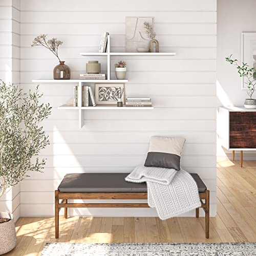 Ada Home Decor Webster Modern White Wall Shelf 31.5” H x 48.5” W x 8.5” D / Wall Storage / Shelving Unit | The Storepaperoomates Retail Market - Fast Affordable Shopping