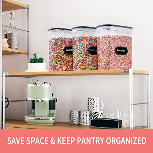 PRAKI Large Dry Food Storage Containers with Lids, 6PCS Airtight Cereal Containers Storage Set, Leak-proof Canister Set for Kitchen Pantry Organization with 20 Labels & Marker (4L Black) | The Storepaperoomates Retail Market - Fast Affordable Shopping
