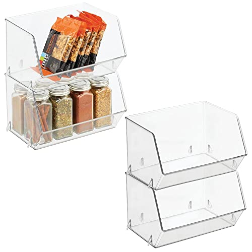 mDesign Plastic Open Front Food Storage Bin for Kitchen Cabinet, Pantry, Shelf, Fridge/Freezer – Organizer for Fruit, Potatoes, Onions, Drinks, Snacks, Pasta – 5″ Tall – 4 Pack – Clear | The Storepaperoomates Retail Market - Fast Affordable Shopping