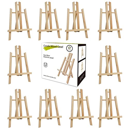 CONDA 12 Pack 11.8″ Tabletop Easel, Portable A-Frame Tripod Tabletop Easel Set for Painting Party & Displaying Canvases, Photos, Display Tripod Holder Stand for Students Kids Beginners | The Storepaperoomates Retail Market - Fast Affordable Shopping