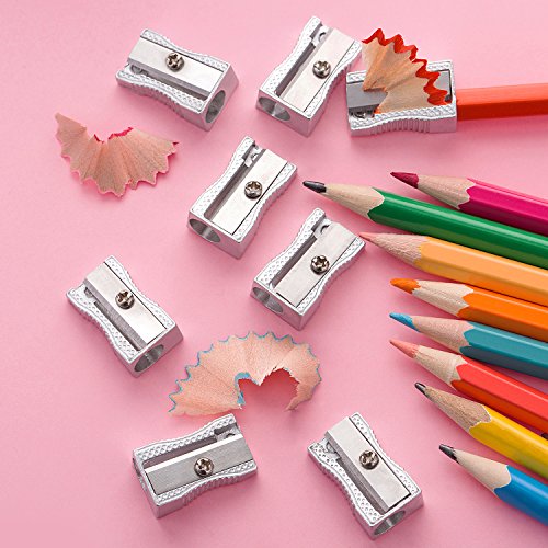 Frienda 48 Pack Metal Pencil Sharpeners Handheld Metal Mini Pencil Sharpeners Manual Pencil Sharpeners Silver with Single Hole Aluminum Alloy Sharpener for Standard Size Pencils | The Storepaperoomates Retail Market - Fast Affordable Shopping
