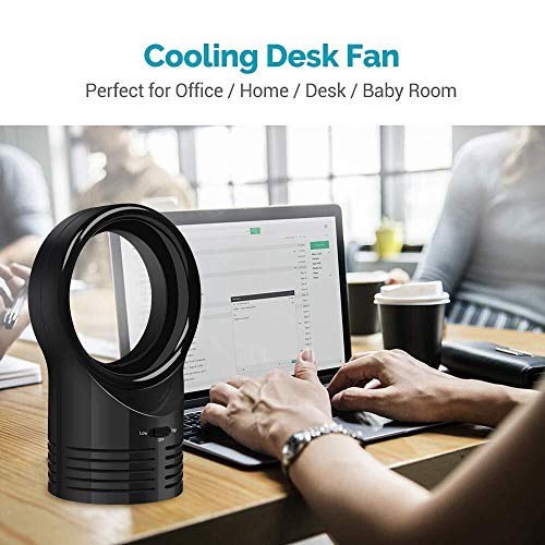 BEITAI 5.1″ X 10.8″ Bladeless Fan, Mini Portable Desktop Cooling Fan, Safe Durable Durable Table Fan, for Bedroom at Home Office Outdoor Baby Room (Color : Negro) | The Storepaperoomates Retail Market - Fast Affordable Shopping