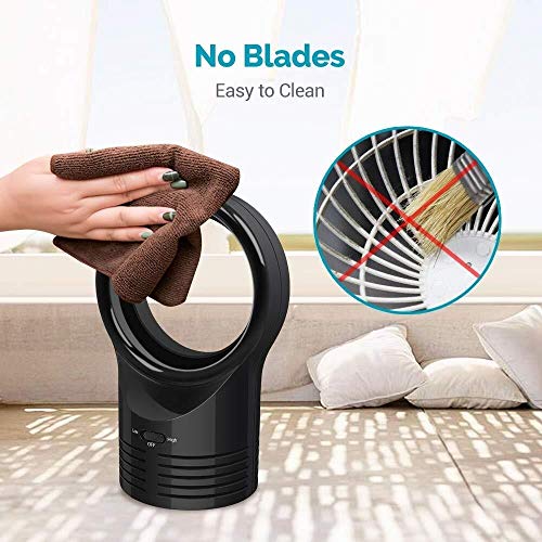 BEITAI 5.1″ X 10.8″ Bladeless Fan, Mini Portable Desktop Cooling Fan, Safe Durable Durable Table Fan, for Bedroom at Home Office Outdoor Baby Room (Color : Negro) | The Storepaperoomates Retail Market - Fast Affordable Shopping