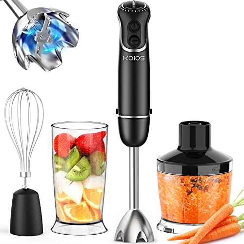 Immersion Hand Blender, KOIOS 4 in 1 Handheld Blender, Electric Multifunctional Stick Blender, Silver Colored 304 Stainless Steel Blade, 12 Variable Speed and Turbo Mode, BPA-Free Food Processor Container, Egg Whisk, Beaker Attachments | The Storepaperoomates Retail Market - Fast Affordable Shopping