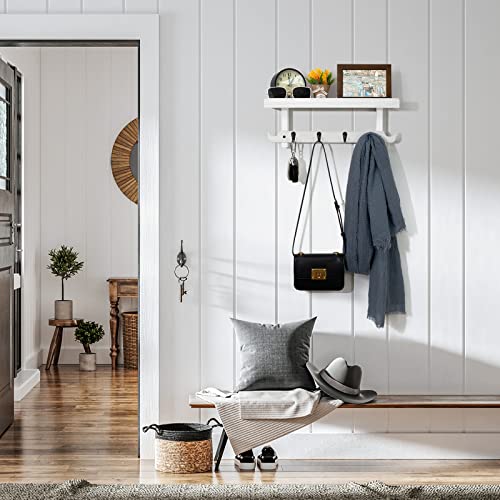 Emfogo Coat Rack Wall Mount Shelf with Hooks 17″ Key Holder for Wall with 6 Coat Hooks Wall Mounted Coat Rack with Bathroom Shelves for Bathroom,Entryway,Bedroom,Living Room | The Storepaperoomates Retail Market - Fast Affordable Shopping