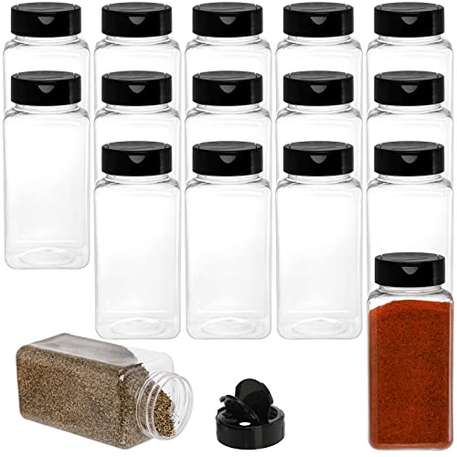 Tosnail 16 Pack 17 Fluid Oz Clear Plastic Spice Jars Spice Containers Spice Bottles Seasoning Organizer with Black Lids | The Storepaperoomates Retail Market - Fast Affordable Shopping