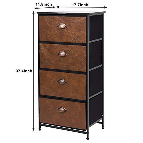 X-cosrack Dresser Storage Tower,Retro Industrial Style 4 Drawer Vertical Fabric Storage Unit for Bedroom, Hallway, Entryway, Closet,Nursery Room,Bathroom | The Storepaperoomates Retail Market - Fast Affordable Shopping