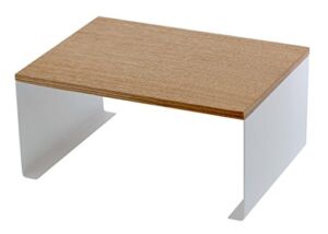 Yamazaki Wood-Top Stackable Kitchen Rack-Modern Counter Shelf Organizer, White