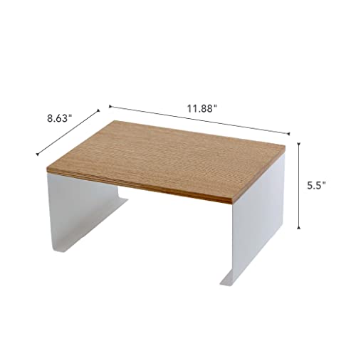Yamazaki Wood-Top Stackable Kitchen Rack-Modern Counter Shelf Organizer, White | The Storepaperoomates Retail Market - Fast Affordable Shopping