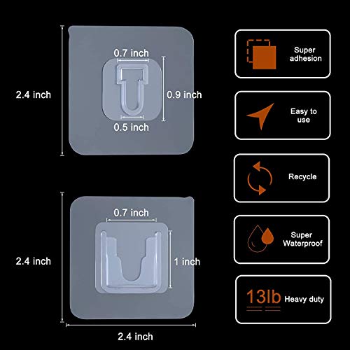 Double Side Adhesive Hooks 24 Pack Wall Hooks Heavy Duty 13.2 lbs Max, Self Adhesive Hooks Waterproof Sticky Hooks for Bathroom, Kitchen, Picture Hanging Hook | The Storepaperoomates Retail Market - Fast Affordable Shopping