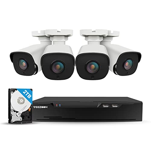 PoE 4K Security Camera System 8CH, VEEZOOM 4pcs 5MP Outdoor Security Cameras, AI Human/Motion Detection, 4K 8 Channel NVR with 2TB HDD, NVR Security Camera System for 24/7 Recording | The Storepaperoomates Retail Market - Fast Affordable Shopping