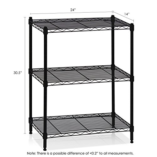 Furinno Wayar Heavy Duty Wire Shelving System, 3-Tier, Black | The Storepaperoomates Retail Market - Fast Affordable Shopping