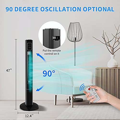 Antarctic Star Tower Fan Oscillating Fan Quiet Cooling Remote Control Powerful Standing 3 Speeds Wind Modes Bladeless Floor Fans Portable Bladeless Fan for Children Bedroom Home Office (Black, 47″) | The Storepaperoomates Retail Market - Fast Affordable Shopping