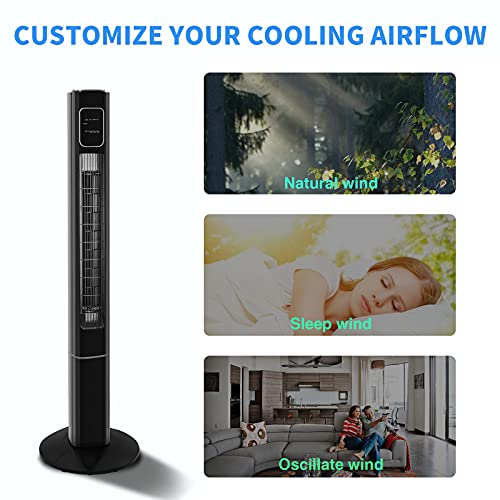 Antarctic Star Tower Fan Oscillating Fan Quiet Cooling Remote Control Powerful Standing 3 Speeds Wind Modes Bladeless Floor Fans Portable Bladeless Fan for Children Bedroom Home Office (Black, 47″) | The Storepaperoomates Retail Market - Fast Affordable Shopping