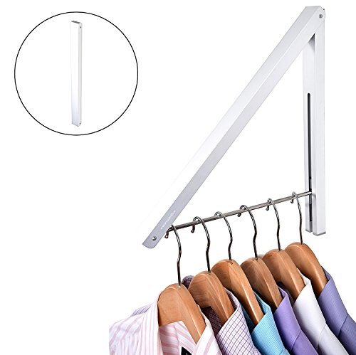 Stock Your Home Retractable Clothes Rack, Wall Mounted Laundry Drying Racks, Folding Wall Mount Clothing Hanger for Guest Room, Collapsible Hangers, Hanging Space-Saver – White (1 Pack) | The Storepaperoomates Retail Market - Fast Affordable Shopping