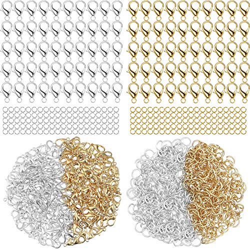 600 Pieces Lobster Clasps and Open Jump Rings Set Lobster Claw Clasps for Jewelry Making and Bracelets (Gold, Silver) | The Storepaperoomates Retail Market - Fast Affordable Shopping