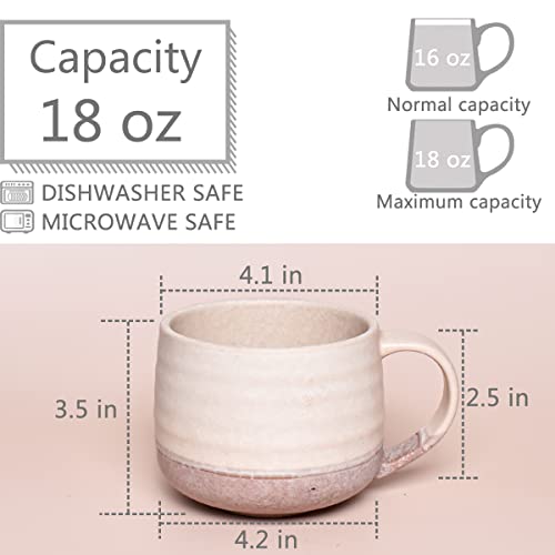 Bosmarlin Ceramic Latte Coffee Mug Set of 2 for Latte, Cappuccino, 18 Oz, Dishwasher and Microwave Safe (Pink&Grey, 2) | The Storepaperoomates Retail Market - Fast Affordable Shopping
