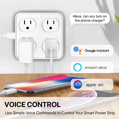 Wireless Wall Tap Smart Plug,Surge Protector, 4 Outlet Extender with 4 USB Charging Ports, Compatible with Alexa, Google Assistant and Siri, no Hub Required (4 Outlets,4 USB Ports),ETL Certification | The Storepaperoomates Retail Market - Fast Affordable Shopping