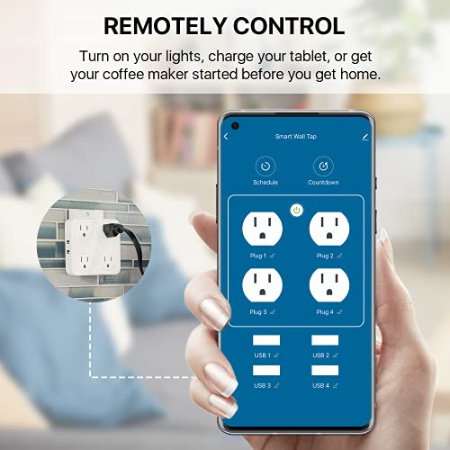 Wireless Wall Tap Smart Plug,Surge Protector, 4 Outlet Extender with 4 USB Charging Ports, Compatible with Alexa, Google Assistant and Siri, no Hub Required (4 Outlets,4 USB Ports),ETL Certification | The Storepaperoomates Retail Market - Fast Affordable Shopping