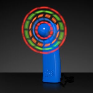 FlashingBlinkyLights Light Up LED Mini Handheld Fans with Blue Handles (Set of 12)